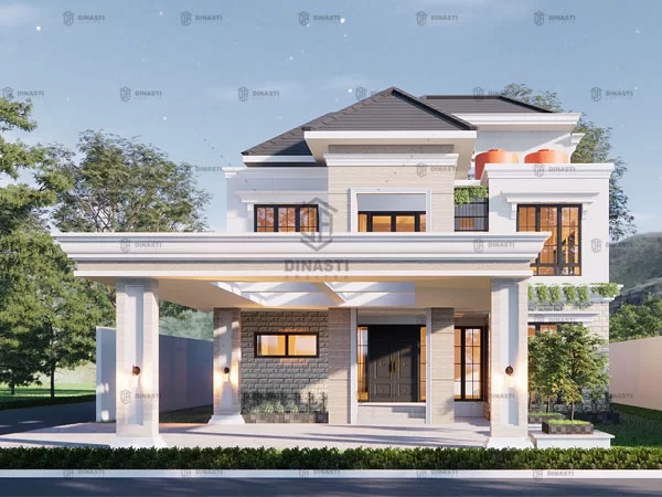 Desain Rumah 2 Lantai Mewah Bergaya Klasik