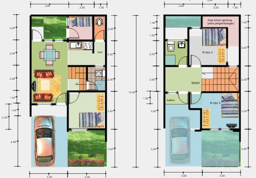 denah rumah minimalis lantai 2