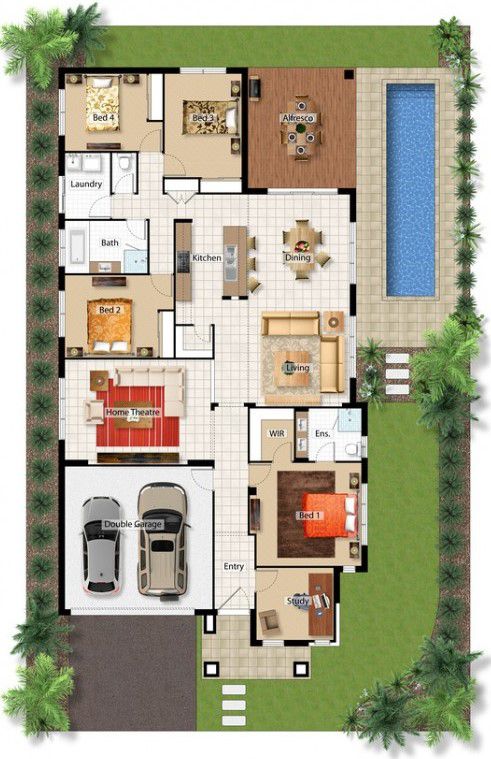 Denah rumah minimalis 4 kamar tidur