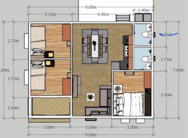Denah Rumah 9×7 Minimalis: Inspirasi Desain 2-3 Kamar dan 2 Lantai