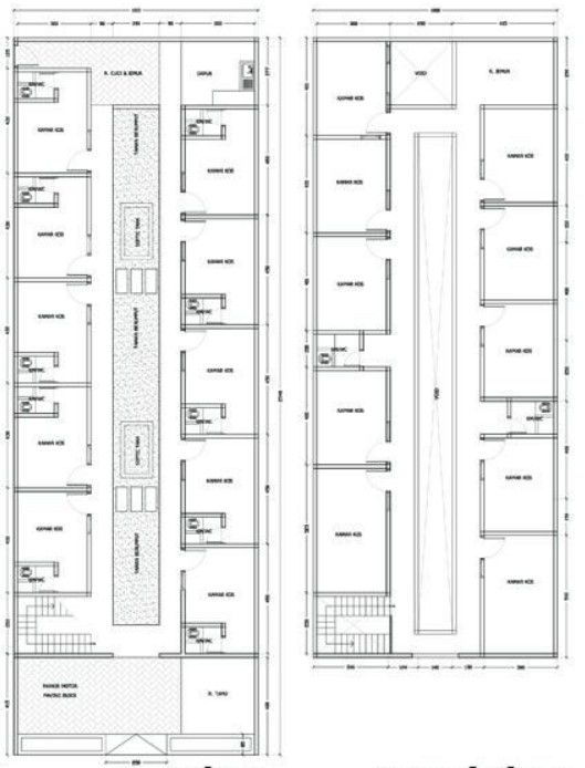 desain rumah kost 2 lantai