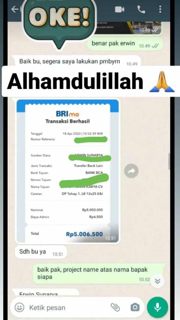Testimoni bukti transfer 20