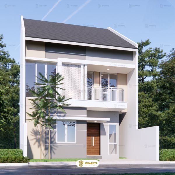 Tampak depan Rumah Minimalis 2 Lantai Lebar 6 meter