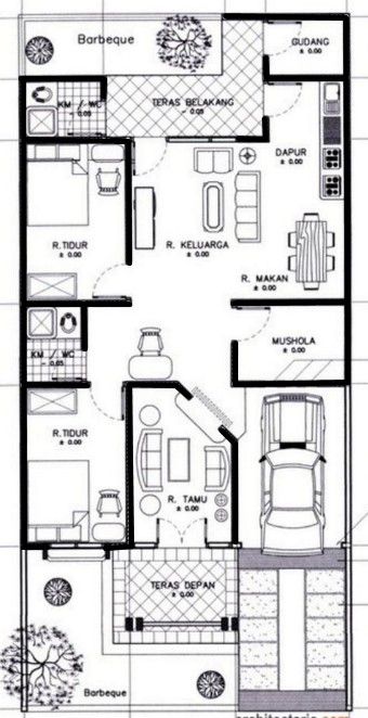 denah rumah 6x9 dengan garasi