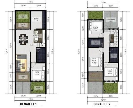 Denah Rumah 5x10 2 Lantai