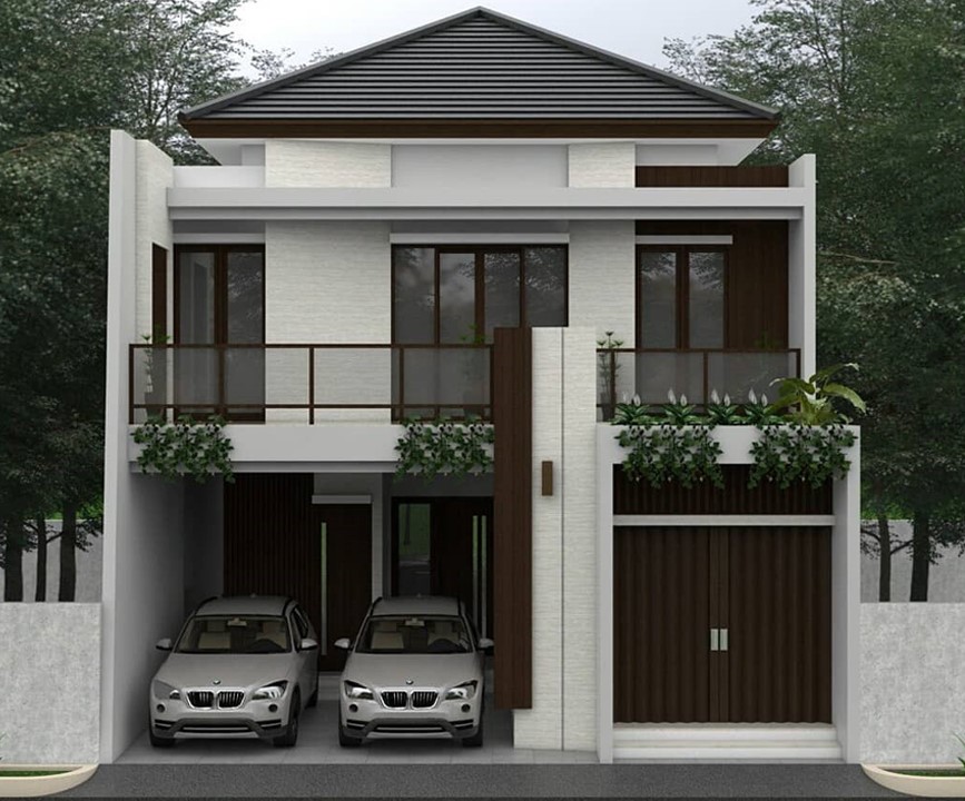 desain rumah 2 lantai garasi 2 mobil