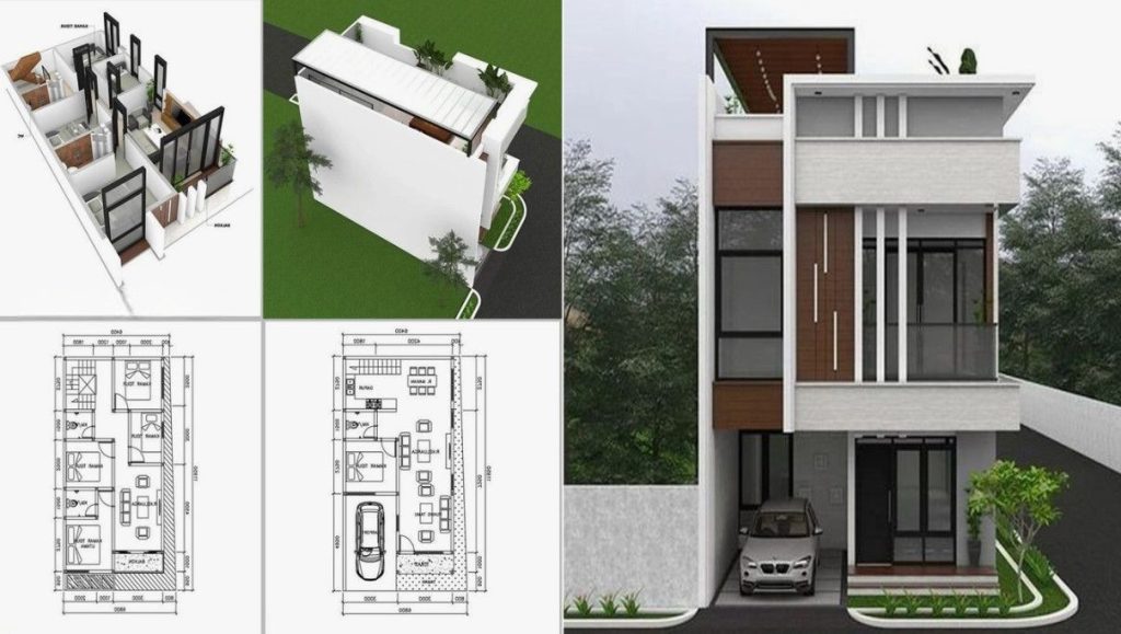 Denah rumah 2 lantai lengkap dengan tampak