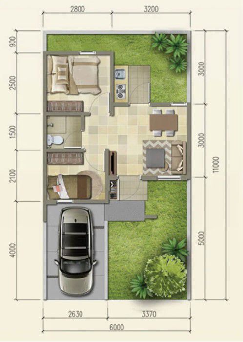 Layout Optimasi untuk Rumah 6x10 meter