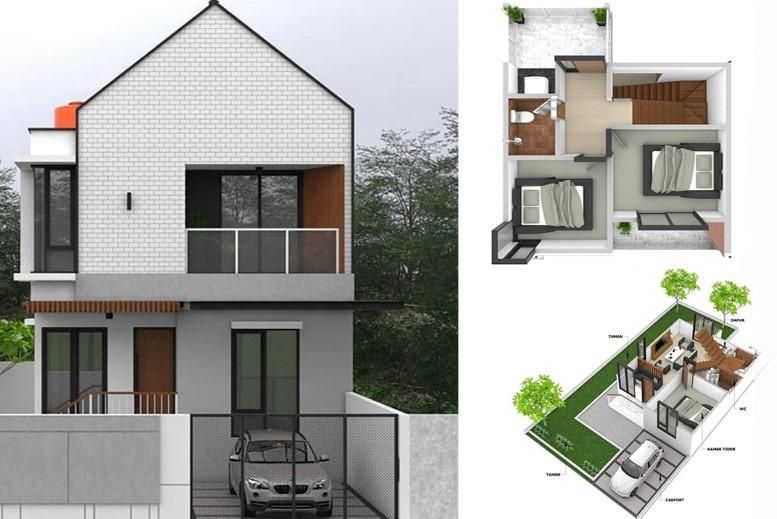 desain dan denah rumah 30 meter 2 lantai