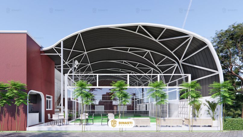 Desain lapangan padel dengan pencahayaan profesional