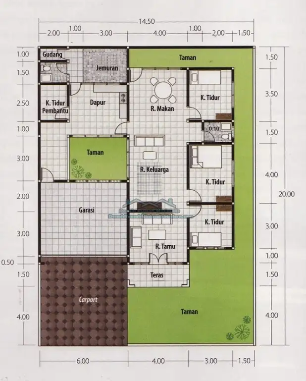 desain rumah mewah 1 lantai 4 kamar